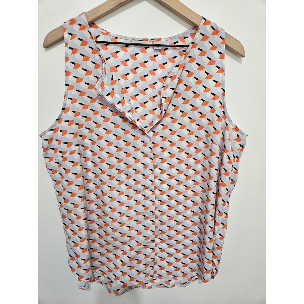 Bundle Sale |Halogen Sleeveless Geometric Button Front Blouse Orange Blue Size L